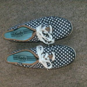 KEDS Classic Sneakers Shoes Navy Blue & White Polka Canvas Lace-up women size 7